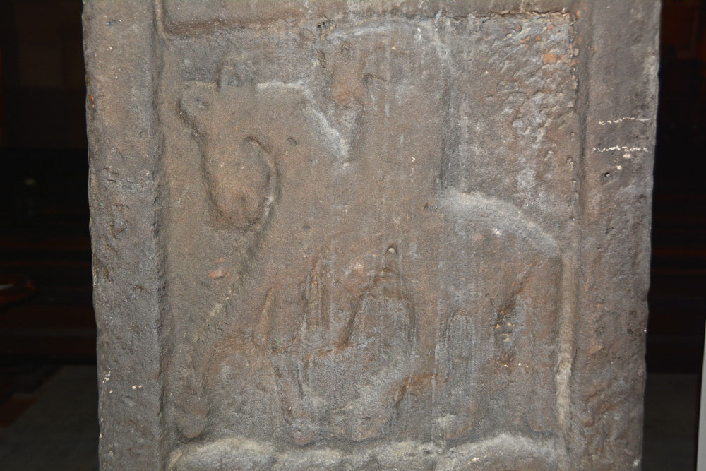 Close up of the horse and rider on the Jordanhill Cross.  The rider is said to be wearing a hood. This cross is also known as the Govan Cross and 'lived' for over 100 years in the garden of a private house before being returned to Govan Old Church.