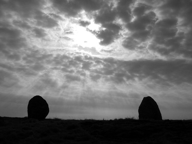 Two stone seen from inside the henge.