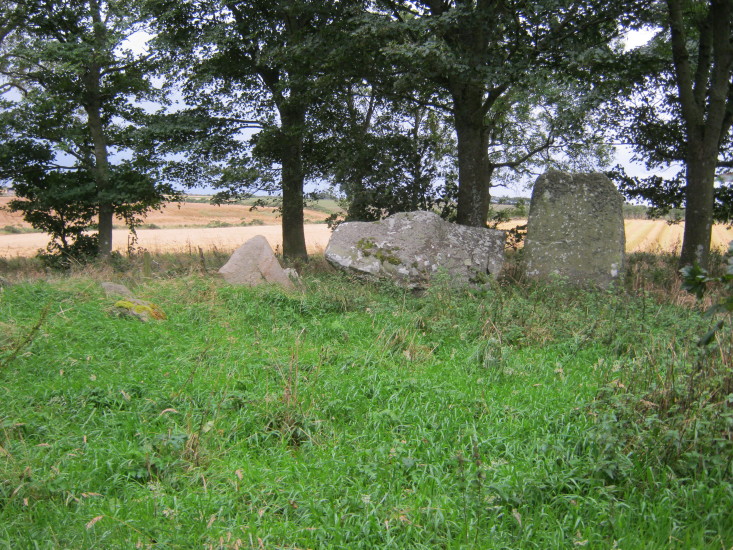 View of the recumbent stone and its remaining standing flanker.  September 2012.