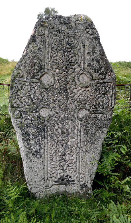View looking N. The cross is decorated with an intricate arrangement of interlace and knot-work