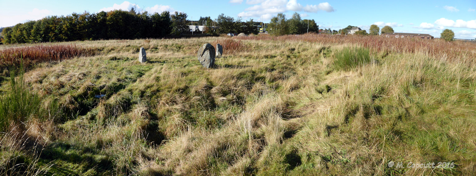 Composite panorama of the henge and stones looking west