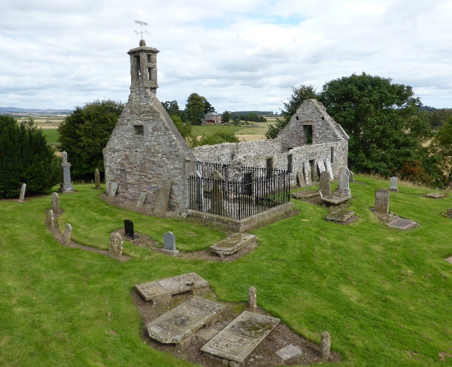 There is much of interest in this churchyard. View of the church housing the pictish stone from above and south west.