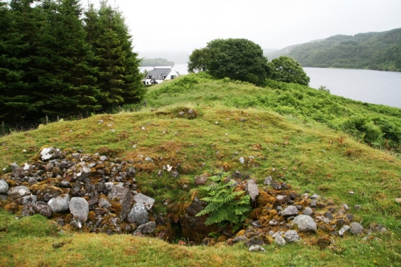 Site in Argyll: Serpent Mound from cist within head of snake toward the tail.
