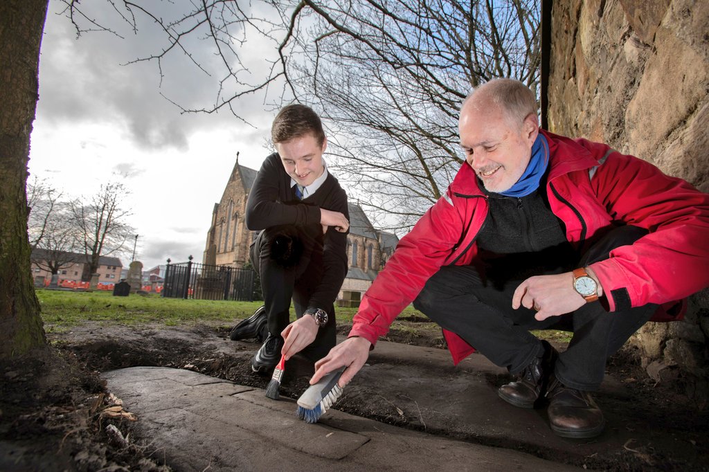 Lost carvings of the ancient Kingdom of Strathclyde turn up in Govan Graveyard

A community archaeology dig in Govan has uncovered long-lost gravestones from the Middle Ages, when the area was a political and religious power centre on the Clyde.

Volunteers on the ‘Stones and Bones’ community dig set out in search of a set of lost gravestones in the graveyard of Govan Old Parish Church.  
