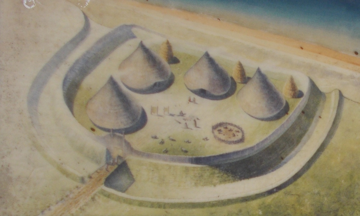 artists impression of what the fortified settlement looked like 