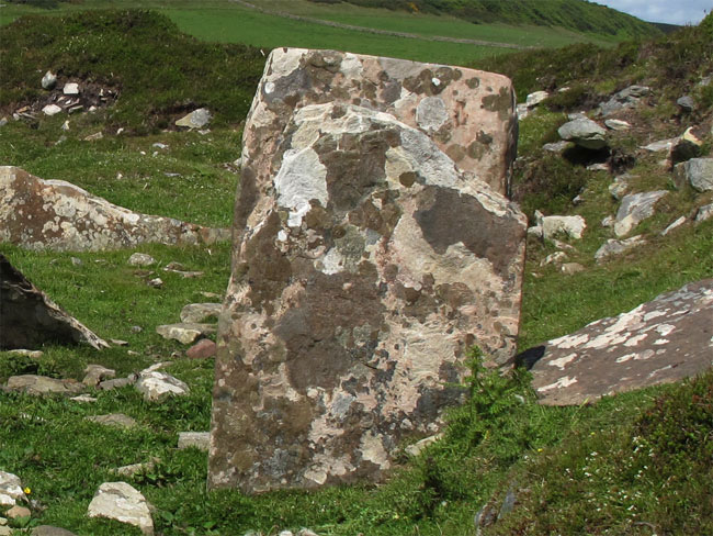 Close-Up of Front of Major Alcove Stone in Braeside Chambered Cairn, Eday, Orkney, Scotland