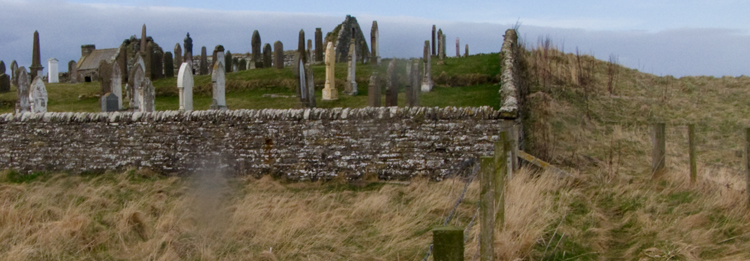 old kirkyard sitting on broch mound