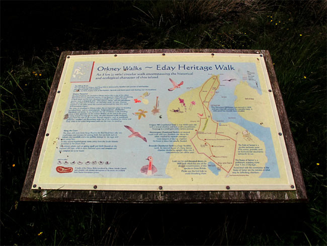 Descriptive Sign for the Heritage Walk Leading to the Vinquoy Chambered Cairn, Eday, Orkney, Scotland