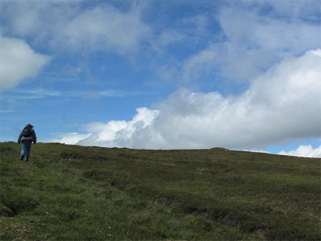 Hiking Up Vinquoy Hill to the Vinquoy Chambered Cairn, Eday, Orkney, Scotland