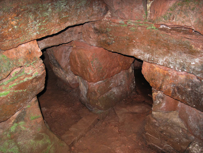 Two of the Four Side Cells in the Vinquoy Chambered Cairn, Eday, Orkney, Scotland 