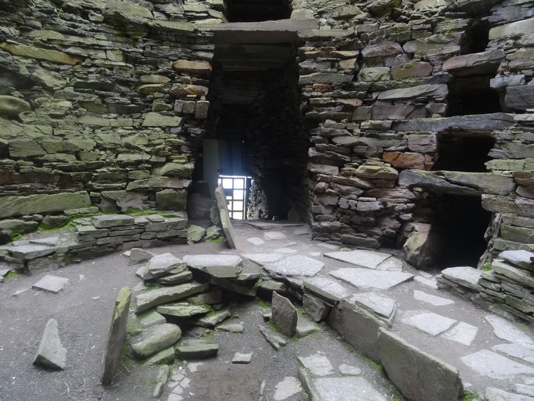 Interior and entrance passage of Mousa broch (photo taken on June 2015).