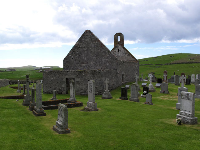 Papil Kirk (St. Laurence Church), Site of the Papil Pictish Symbol Stone Replica, West Burra, Shetland, Scotland