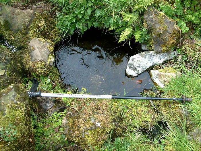  Loch Sheanta Spring 2(NG 471699). 

This spring, which flows from a bank a few yards below the outlet from Loch Sheanta at NG 47146993, was pointed out to the OS by two local crofters who stated that it is known as a wishing well (See Canmore NG46NE 10). It is enclosed by stones, and certainly has more of the atmosphere of a sacred spring than the spring shown in the other photographs. However,