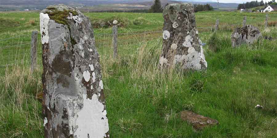 Clachan Erisco, also known as the Borve Stone Row, is a row of three stones in the hamlet of Borve.  Three stones nearby have led some to conclude that it must be part of a former stone circle. 