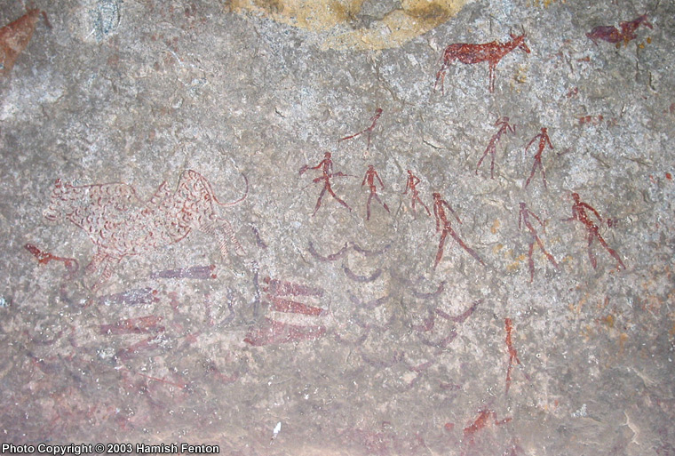 Bambata cave wall painting detail, possibly showing a leopard.