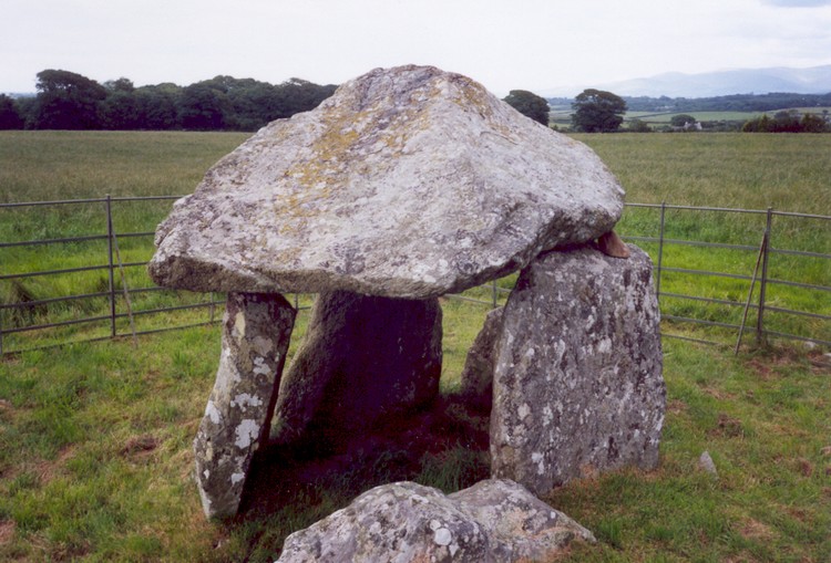 Site in Anglesey (Sir Ynys Mon) Wales: Bodowyr Burial Chamber on Anglesey island (July 2008).
