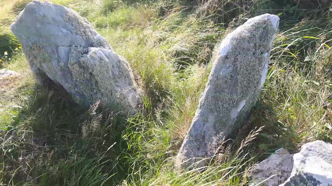 Small standing stones containing alot of crystal possibly quartz