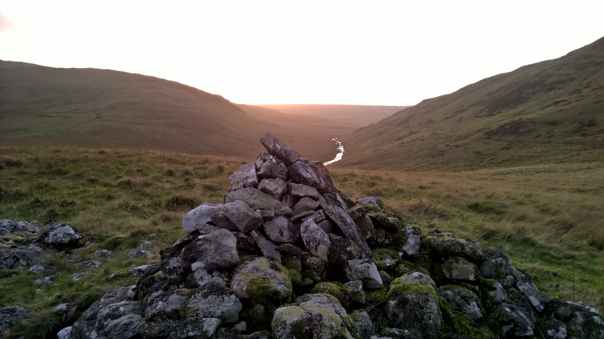 Looking along the Llechwedd-mawr valley after the sun has gone down.