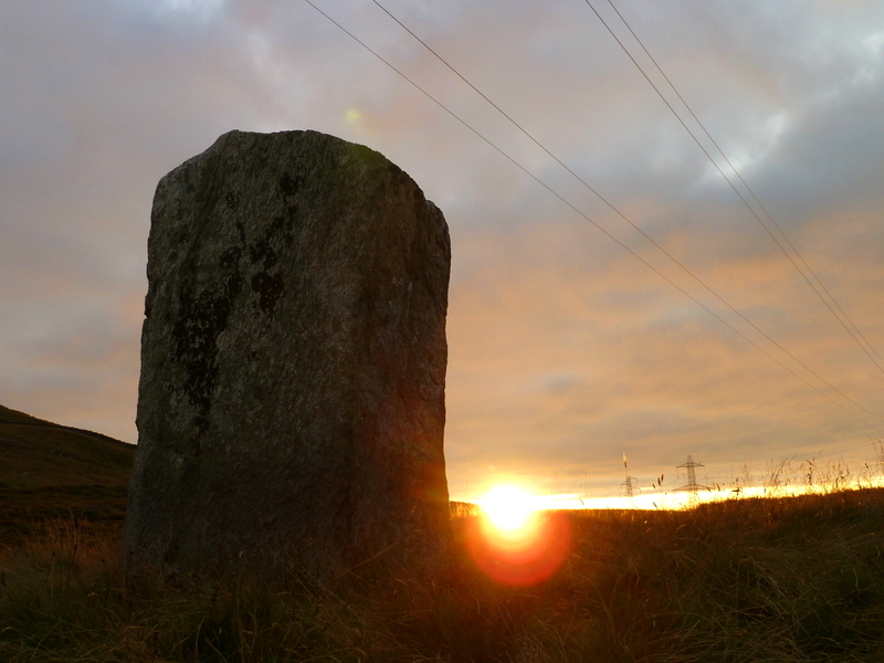 Bwlch y Ddeufaen.  Sunset at the western stone.