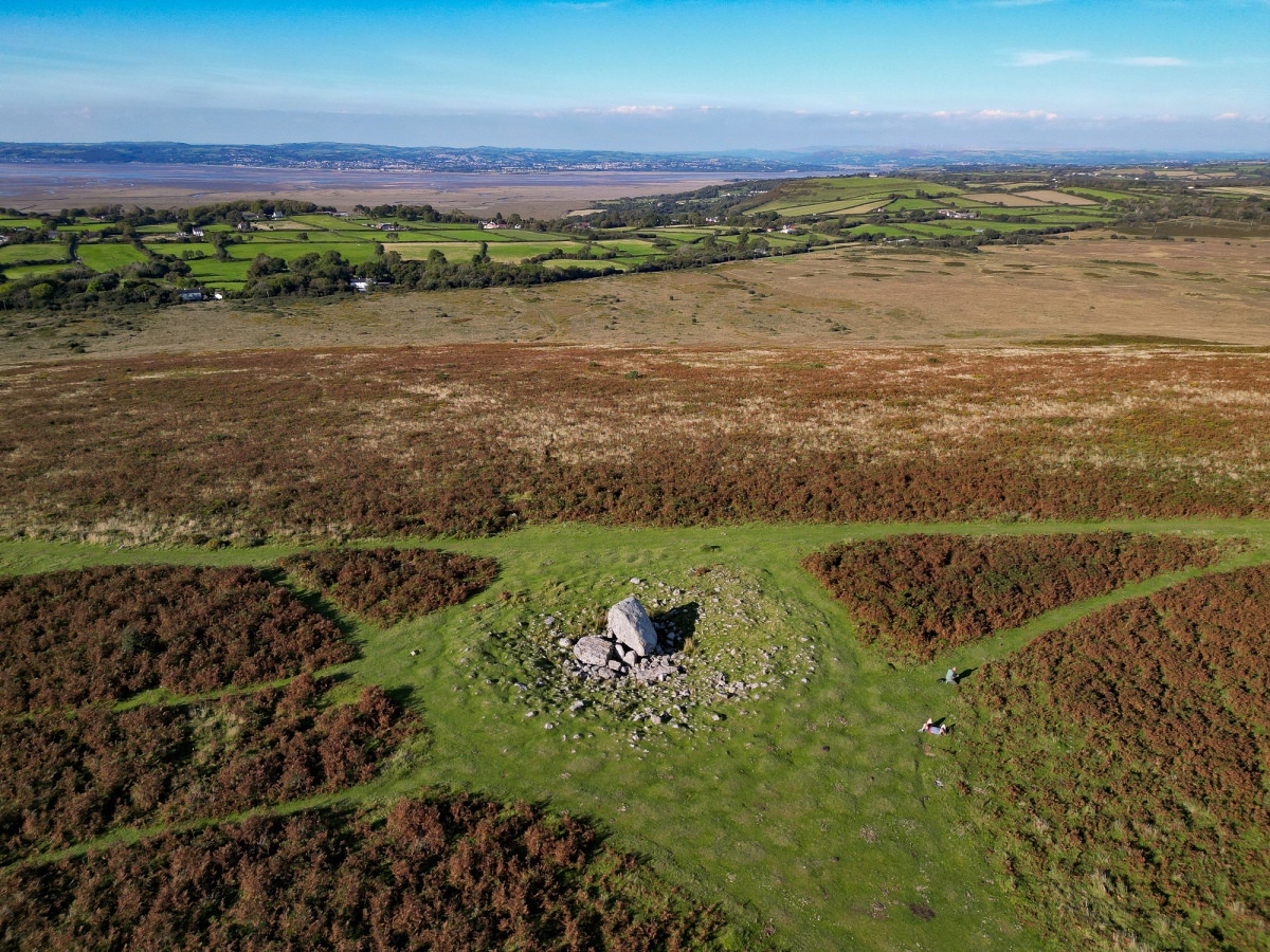 I wanted to capture a photo of this showing the bigger picture something that you can't really see from ground level.  I forgot I'd been back here in September after Worms head until driving home from work today!   So, information re the cairn is below taken from of the Coflein site-

