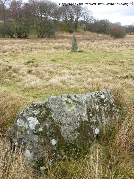 Looking from (one of) the prone stones to the standing stone. 24/02/07.