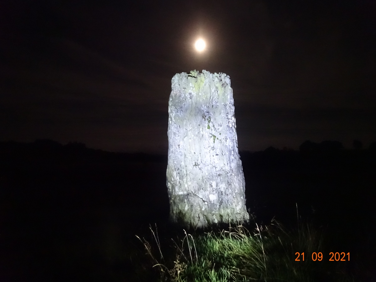 I went on the full moon and found that the flat side of the stone is aligned with the path of the moon 