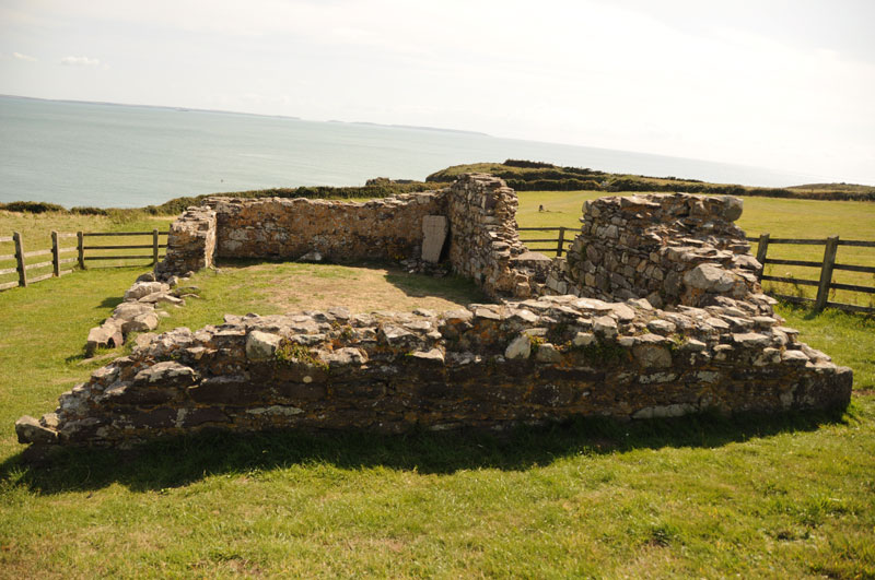 Standing on the hill just above St. Non's chapel, looking towards the sea.