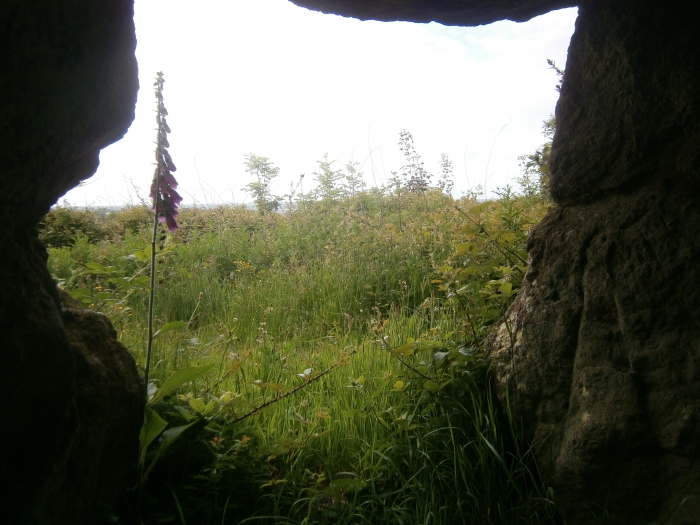 Looking out from inside the Hanging Stone.