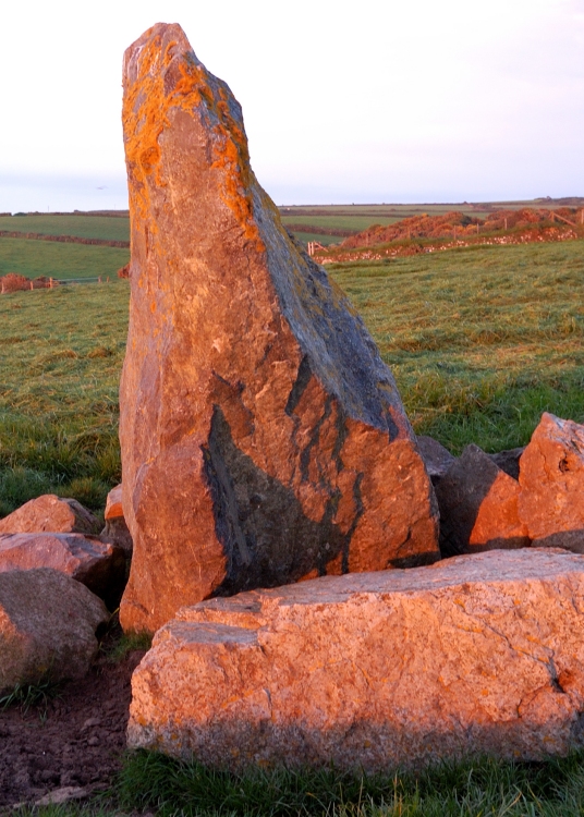 The southern edge of the stone, showing the cluster of smaller surrounding stones.