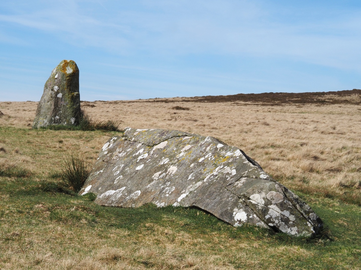 A couple of the four remaining stones of the once large (110m) Waun Mawn Stone Circle