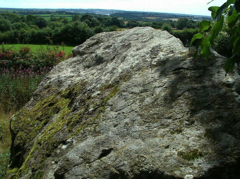 The top of the capstone at the Hanging Stone burial chamber.