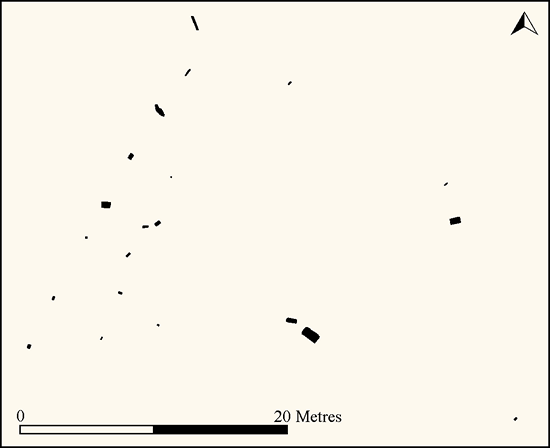 Plan of Craig y Fan Ddu stone row (Source: 1:200 survey by Sandy Gerrard).