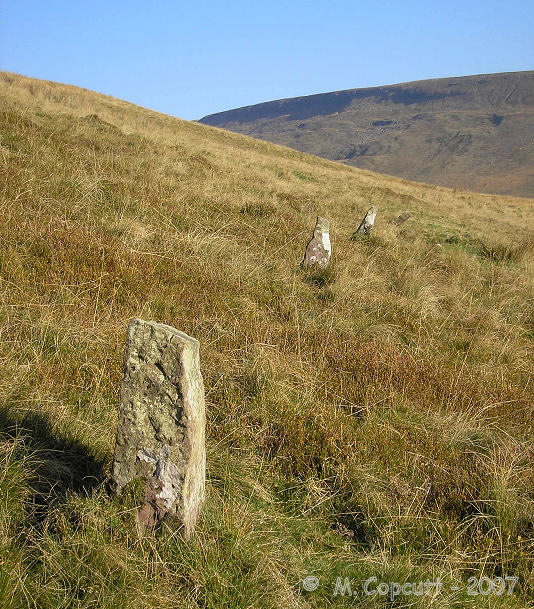 The upper row of stones, on the southern slopes of Craig-Y-Fan Ddu. 
Viewed here looking northeast.