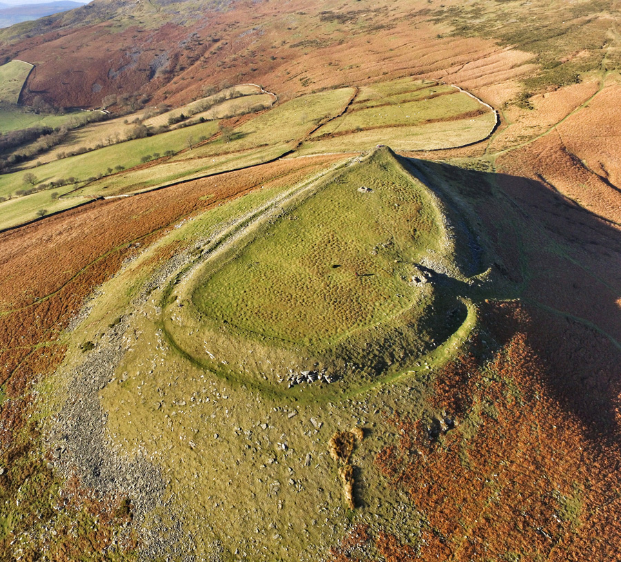 Drone shot of of Crug hywel. Image credit: sawhe4d